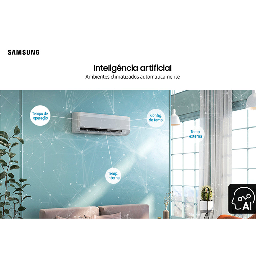 Ar Condicionado Split Hi-Wall Inverter Wi-Fi Samsung WindFree AI 12.000 Btu/h Quente/Frio 220V | AR12DXFAAWKNAZ