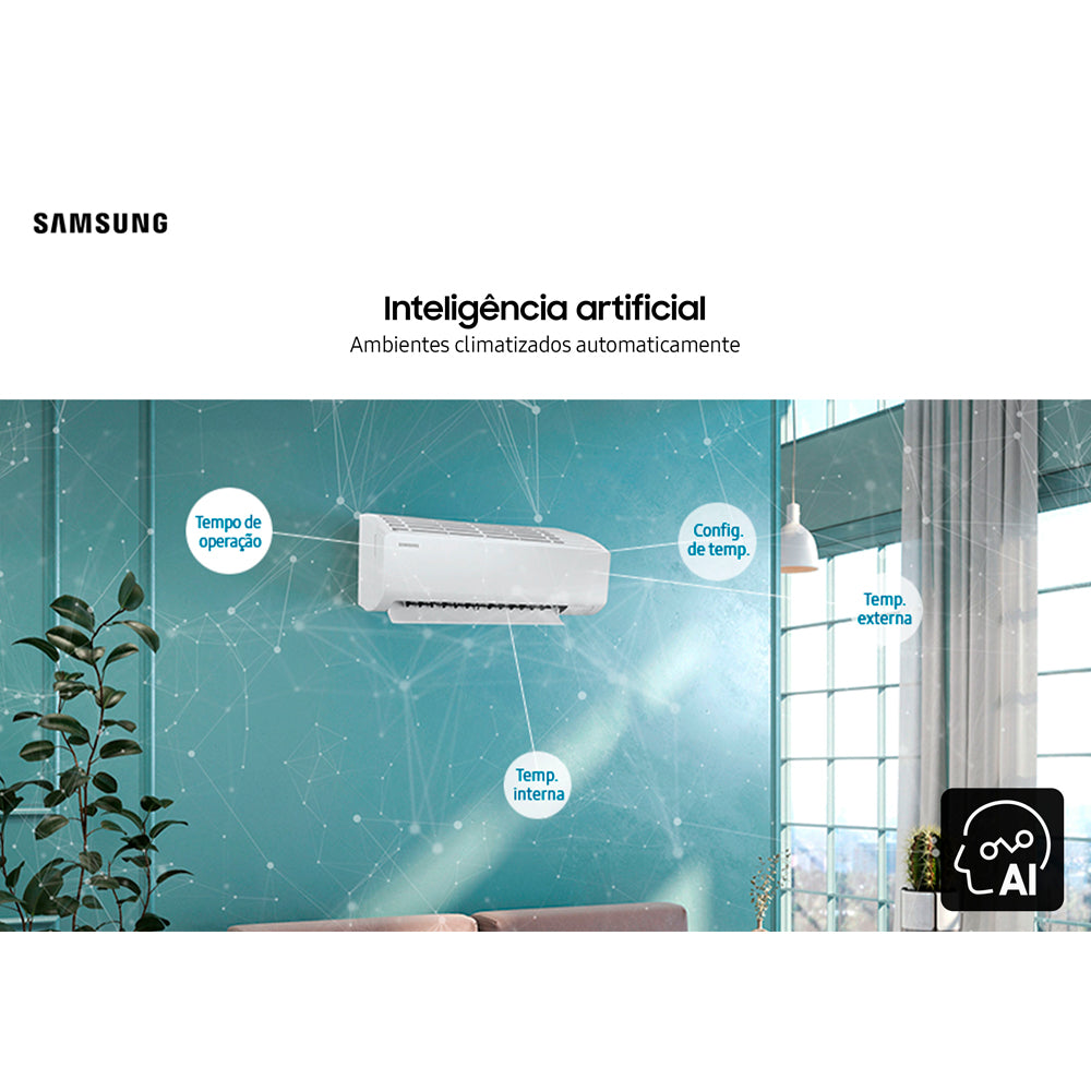 Ar Condicionado Split Hi-Wall Samsung Digital Inverter Ultra AI 11.000 Btu/h Frio 220V | AR12DYFZAWK/AZ