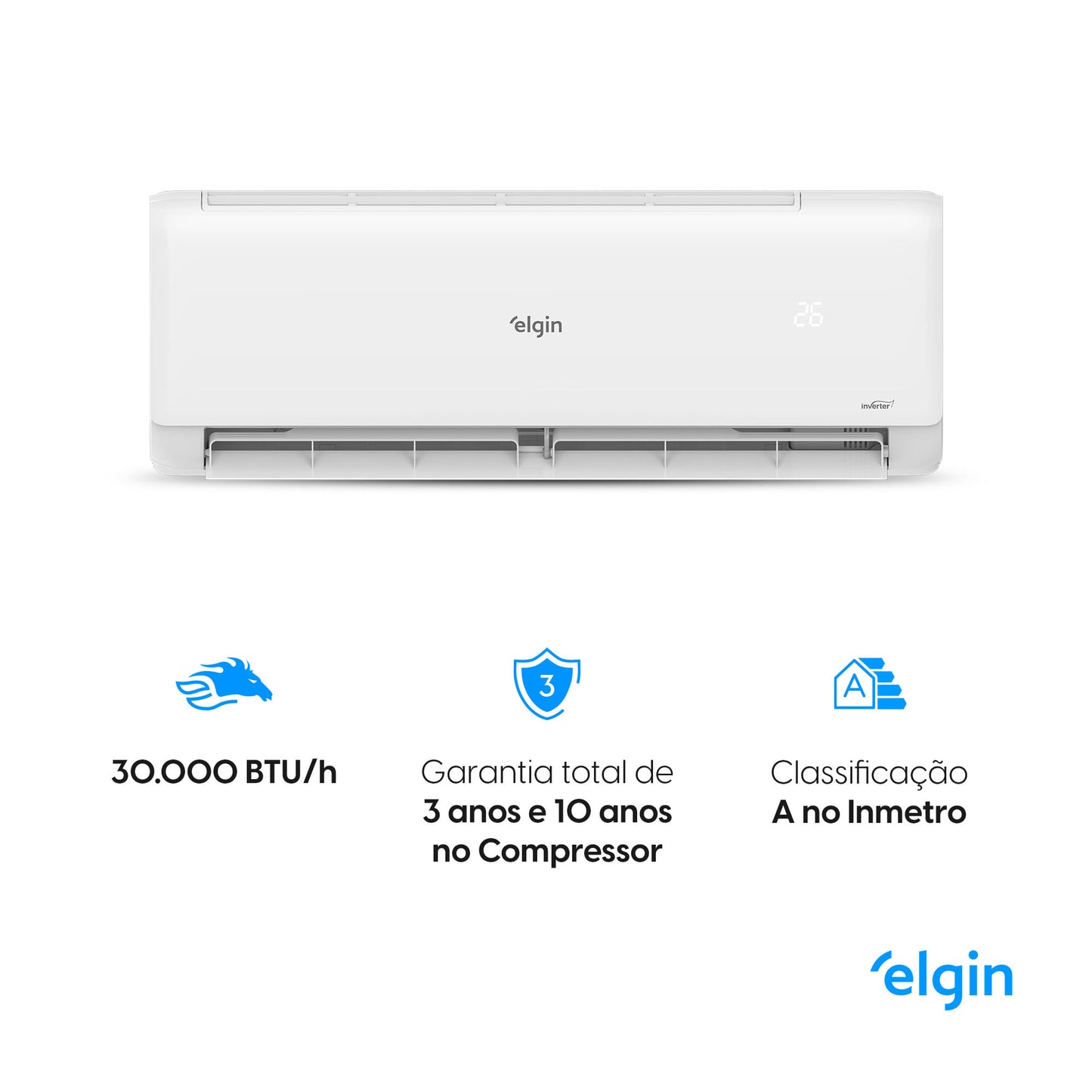 Ar Condicionado Split Hi Wall Inverter Elgin Eco II 30.000 BTU/h Frio 220v Wi-Fi