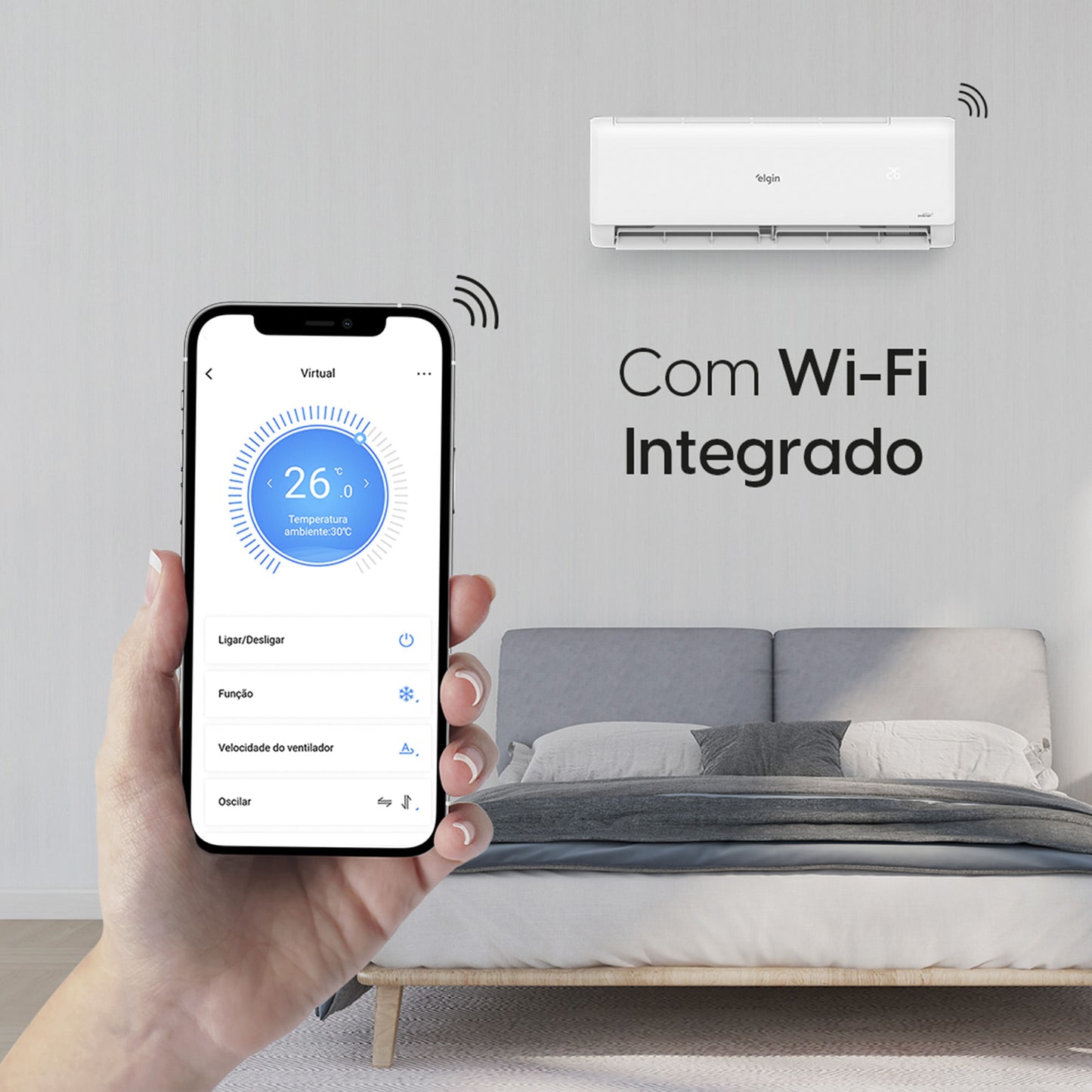 Ar Condicionado Split Hi Wall Inverter Elgin Eco II 30.000 BTU/h Frio 220v Wi-Fi