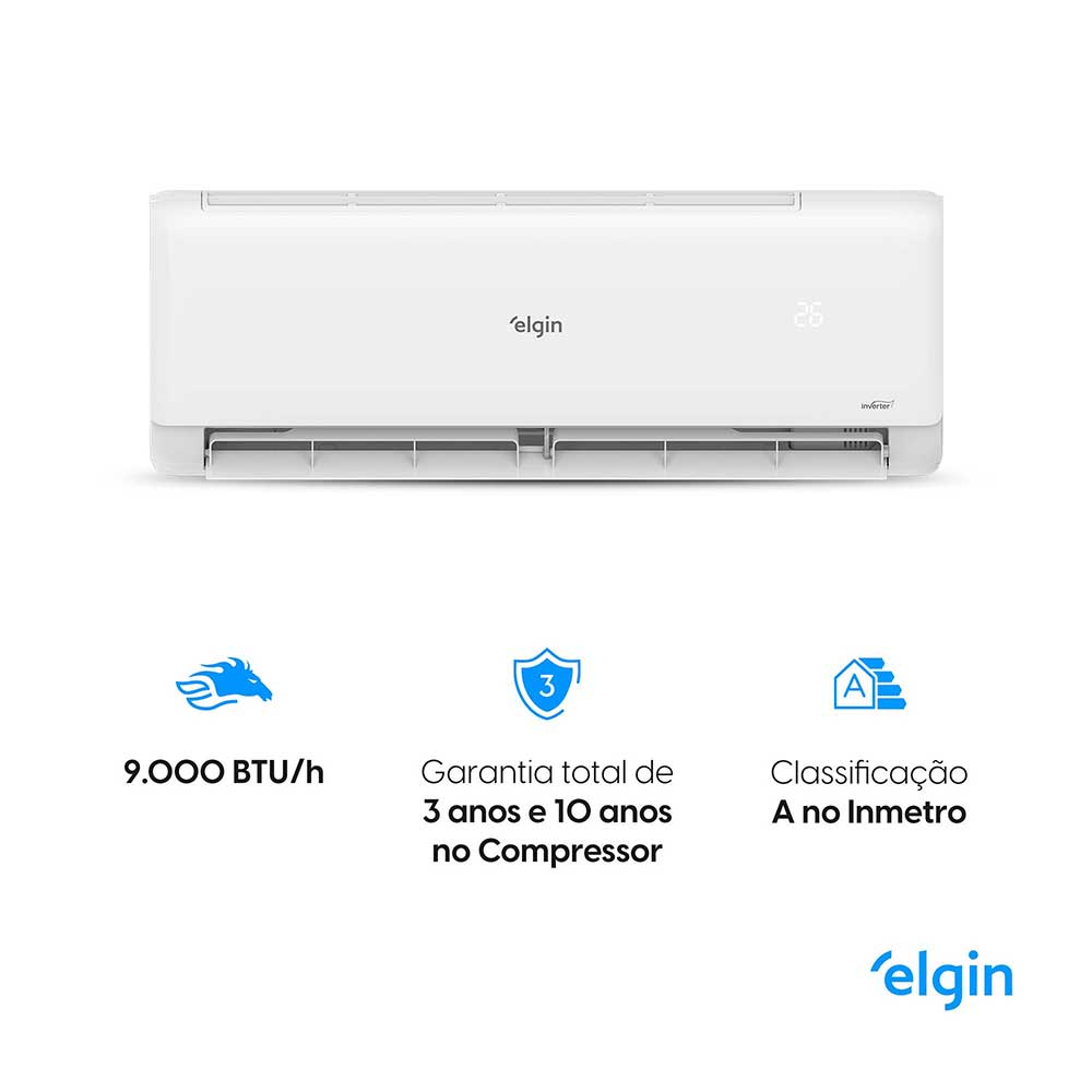 Ar Condicionado Split Hi Wall Inverter Elgin Eco II 9.000 BTU/h Frio 220v Wi-Fi