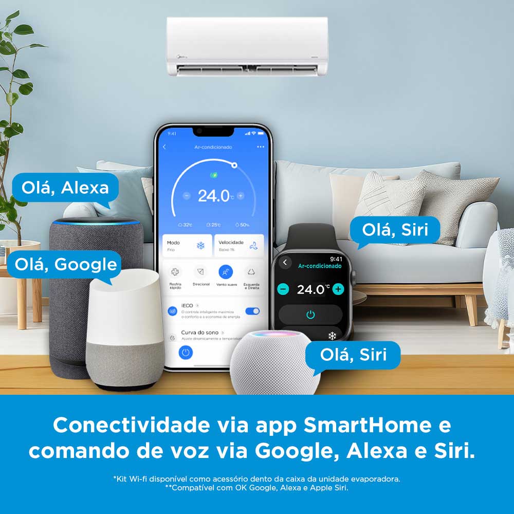 Ar Condicionado Split Hi-Wall Midea Inverter Xtreme Save AI Connect 12.000 BTU/h Frio 220V R-32